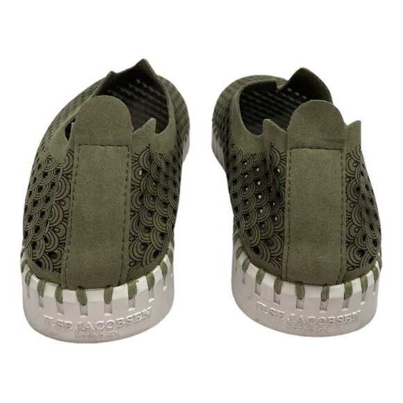 PC3 Ilse Jacobsen Tulip Army Green Perforated Women's Slip on Sneakers Size 40 - Picture 5 of 7